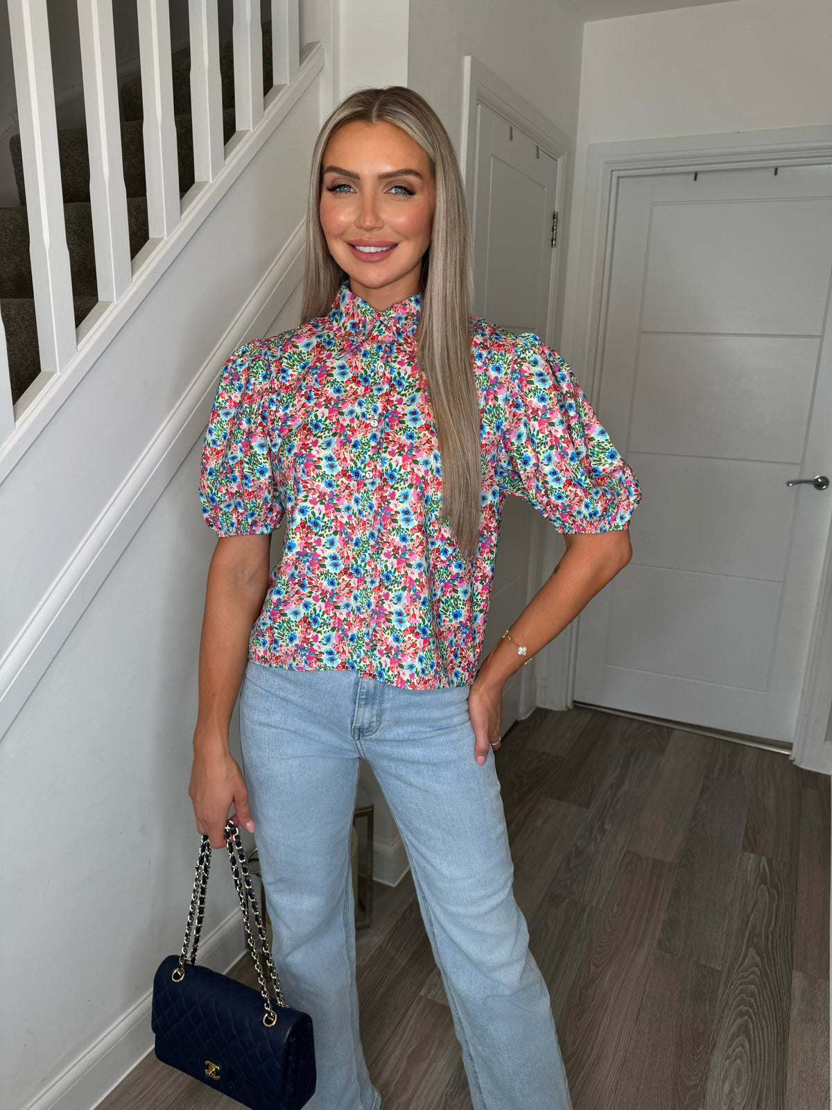 Riley Ditsy Floral Balloon Sleeve Collared Shirt