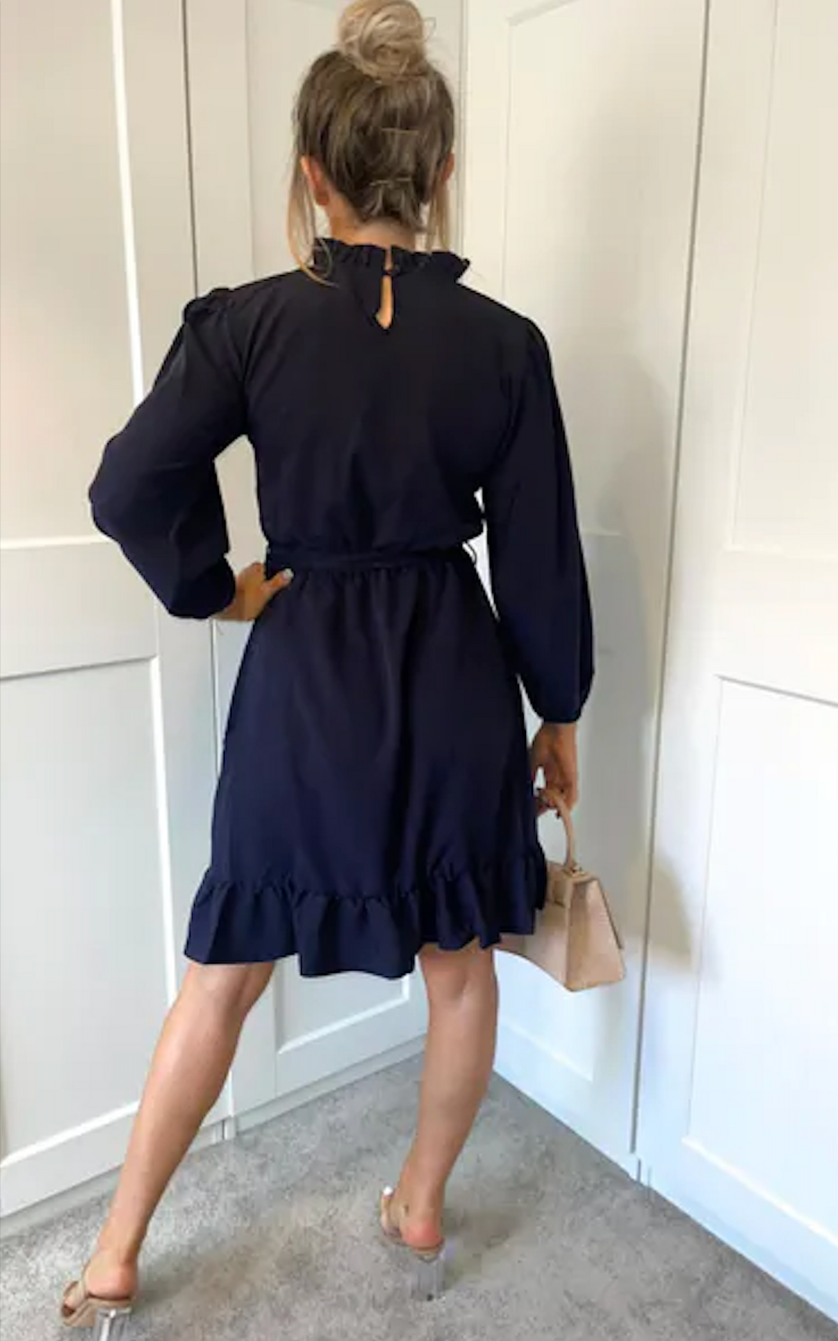Navy Molly Ruffle Shift Dress