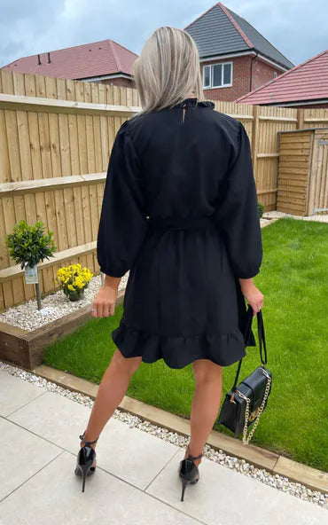 Black Molly Ruffle Shift Dress