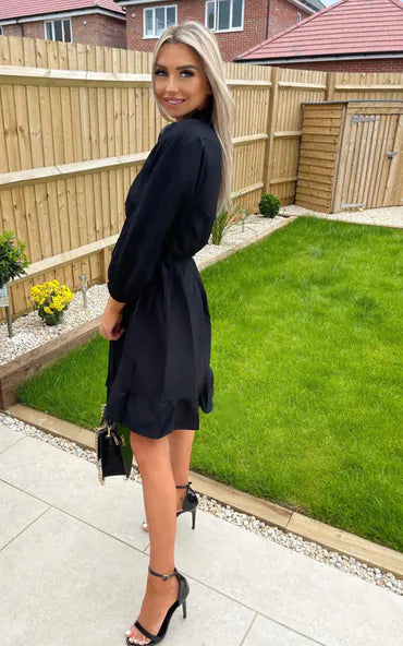 Black Molly Ruffle Shift Dress
