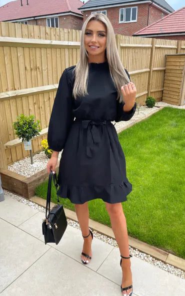 Black Molly Ruffle Shift Dress