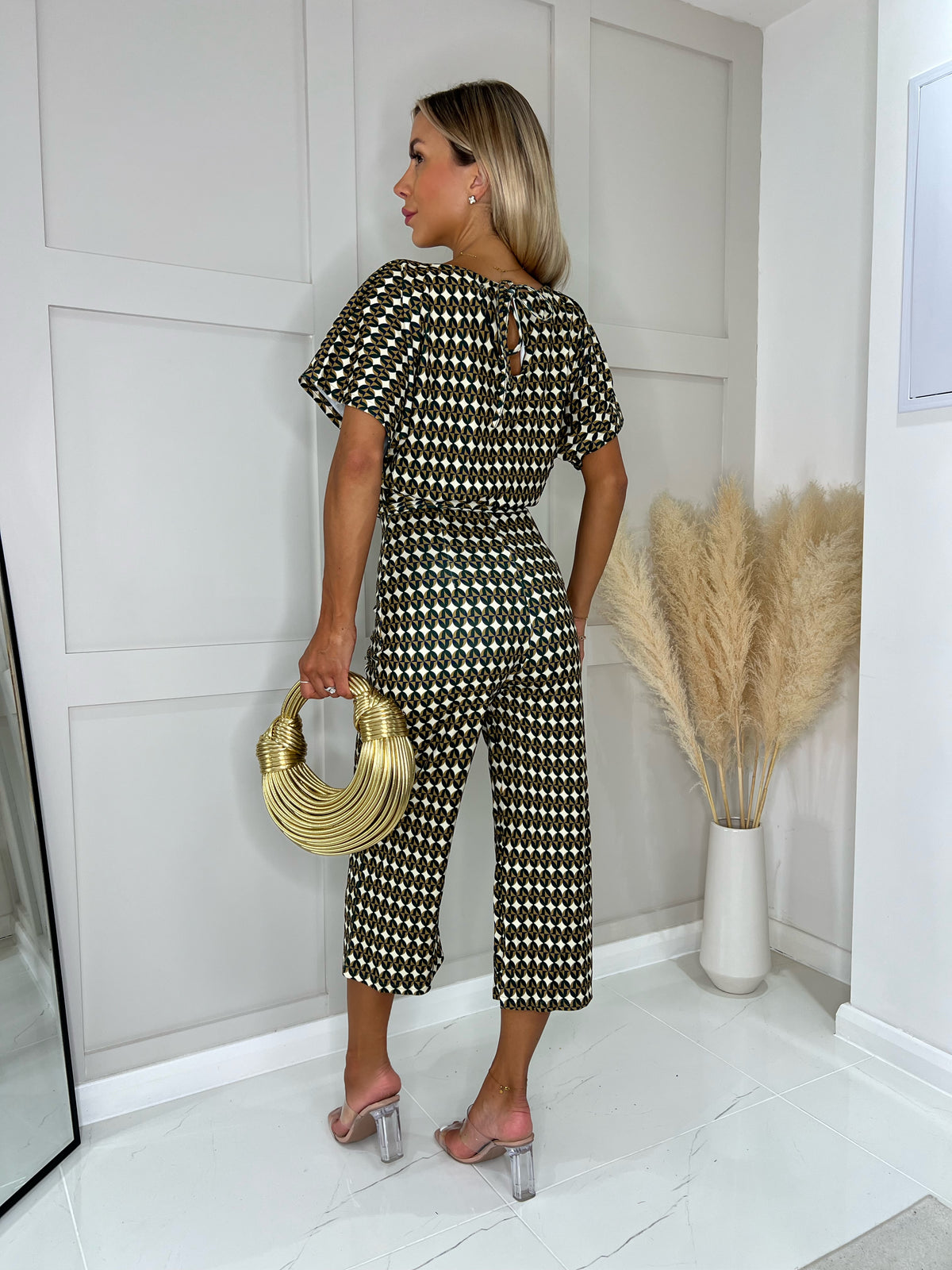 Green Circular Geo Jessica Culotte Jumpsuit