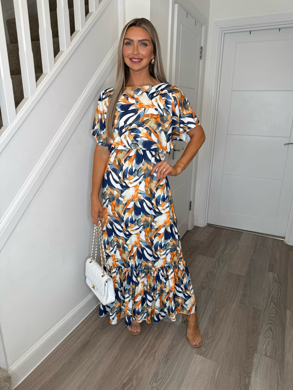 Eden Blue Tropical Batwing Maxi Dress