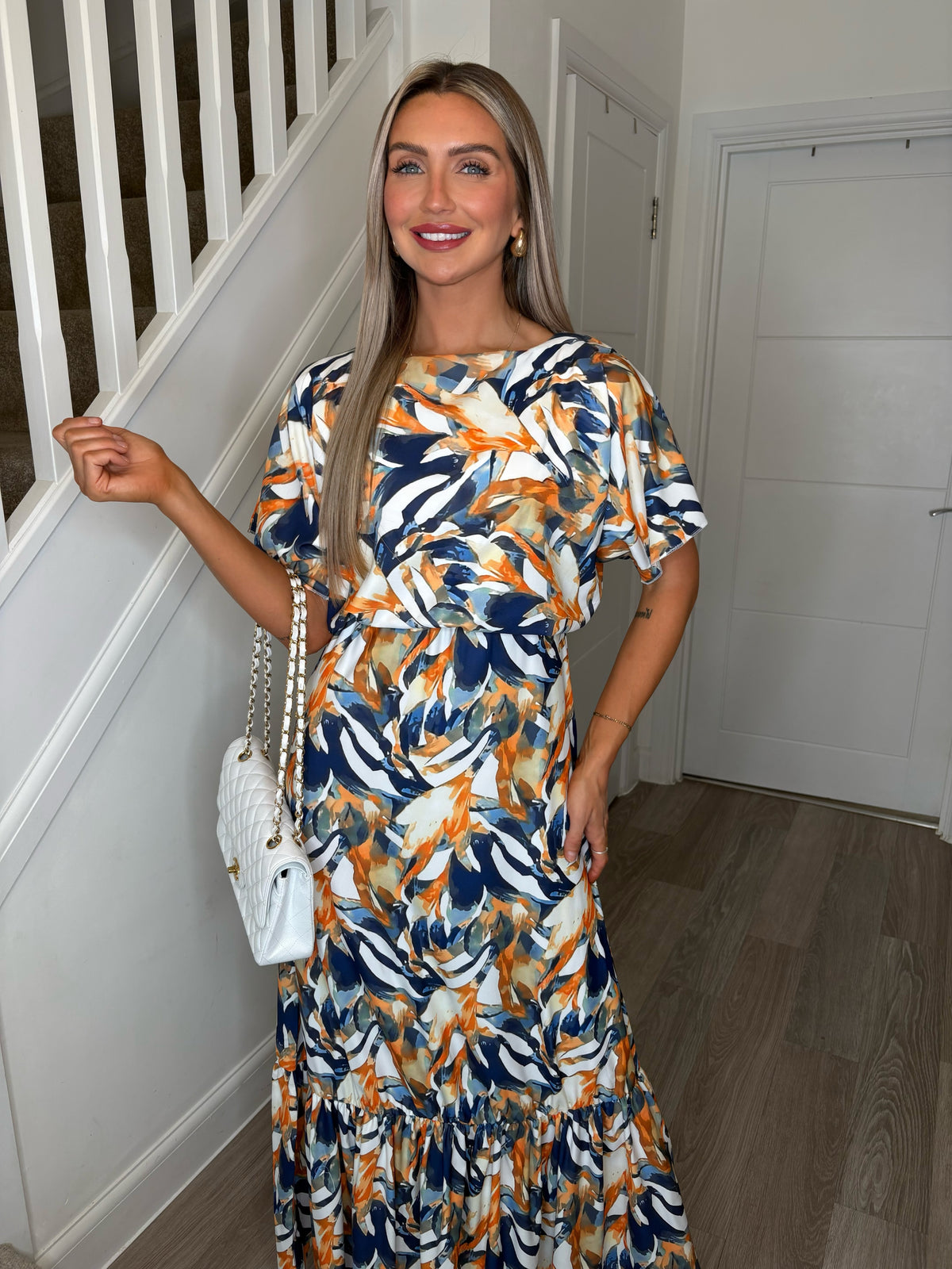 Eden Blue Tropical Batwing Maxi Dress