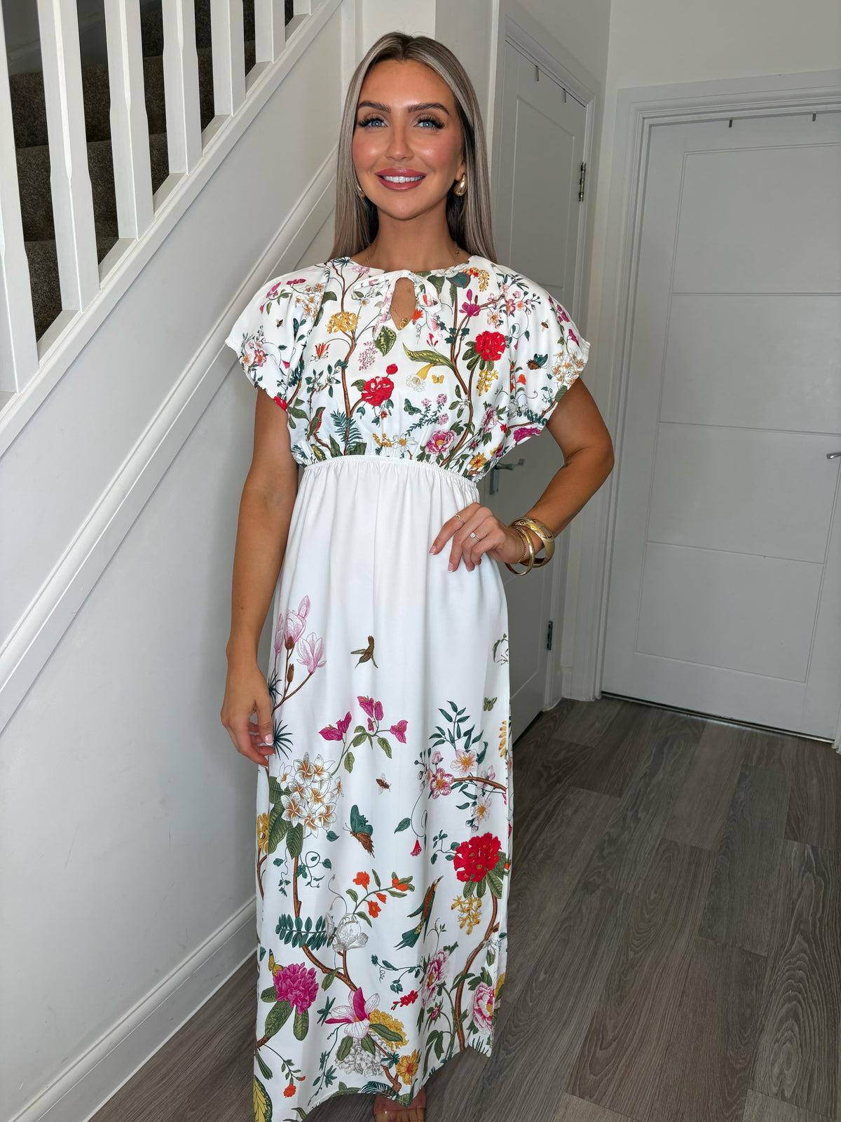 Rebecca Fleur Floral Keyhole Maxi Dress