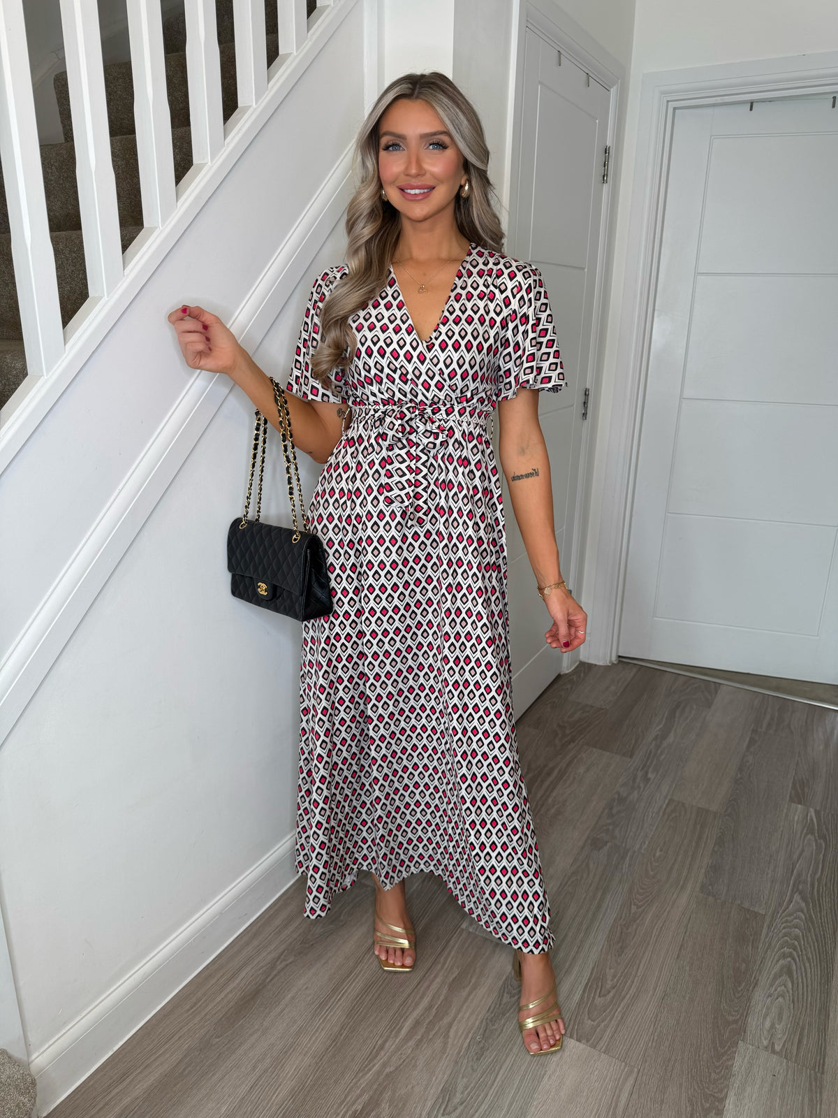 Red and Neutral Makayla Maxi Dress