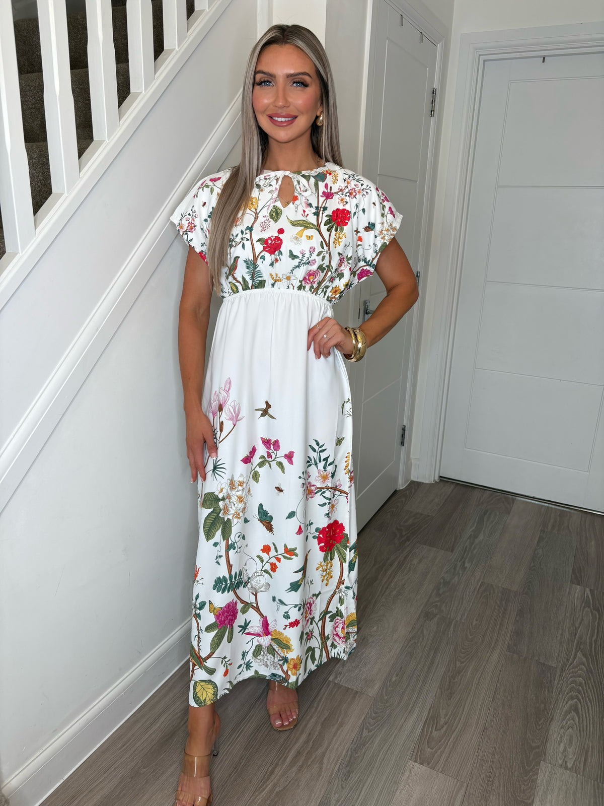 Rebecca Fleur Floral Keyhole Maxi Dress