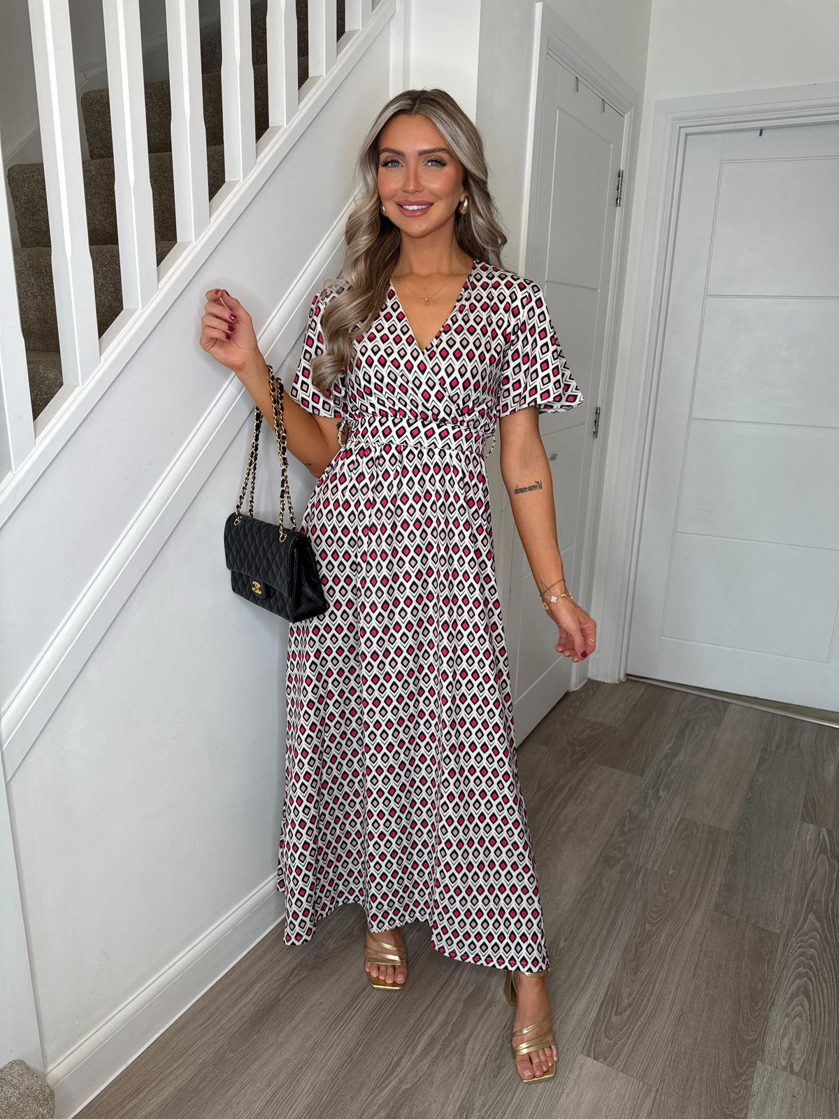 Red and Neutral Makayla Maxi Dress