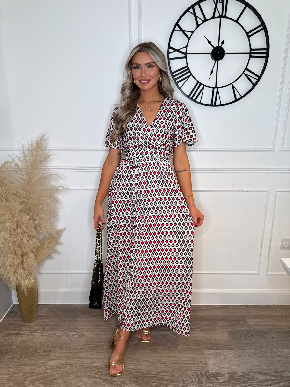 Red and Neutral Makayla Maxi Dress