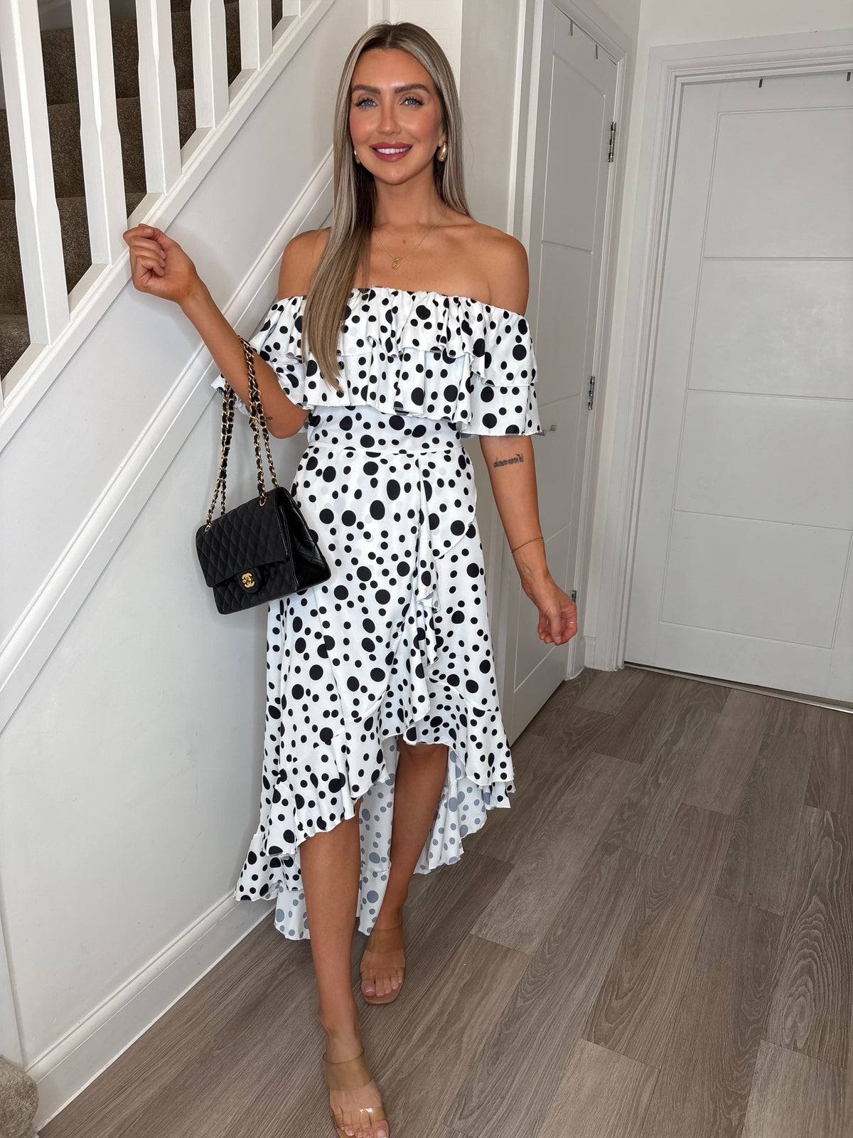 Polka Dot Off The Shoulder Celine Dress