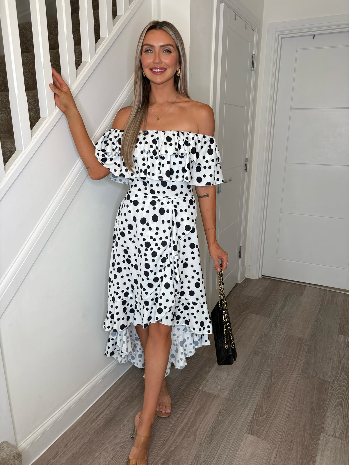 Polka Dot Off The Shoulder Celine Dress